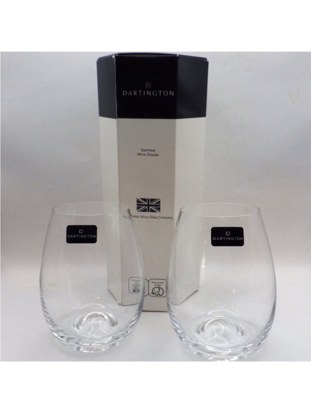 DARTINGTON 2 Stemless Crystal Wine Glasses NEW in Box